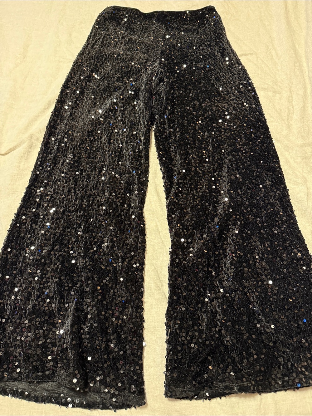 Boohoo Black Sequin Wide Leg Pants
